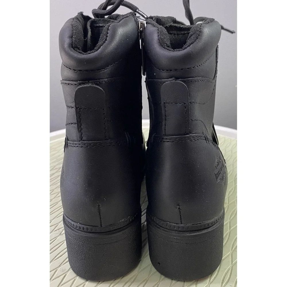 Harley Davidson Women Elowen Black Leather Motorcycle Ankle Riding Biker Boot 7M